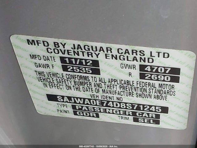 2013 JAGUAR XF SAJWA0E74D8S71245 Photo 8