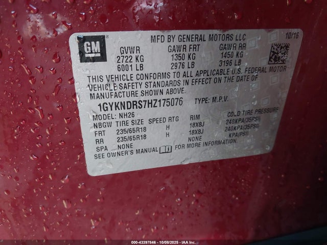 2017 CADILLAC XT5 1GYKNDRS7HZ175076 Photo 8