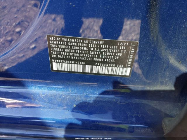 2022 VOLKSWAGEN GOLF R WVWFB7CD3NW147980 Photo 8