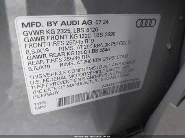 2024 AUDI Q3 WA1EECF37R1179262 Photo 8