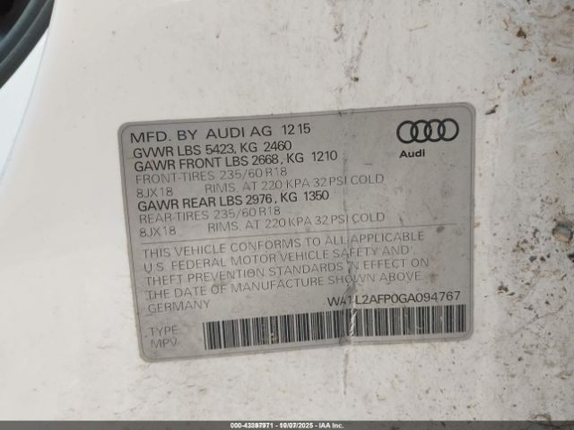 2016 AUDI Q5 WA1L2AFP0GA094767 Photo 8