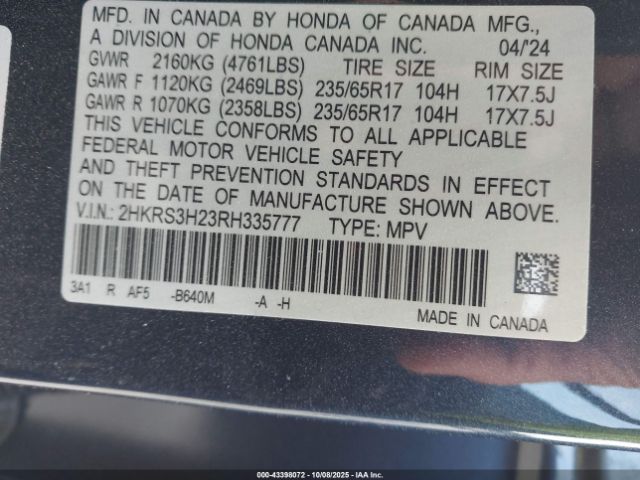2024 HONDA CR-V 2HKRS3H23RH335777 Photo 8