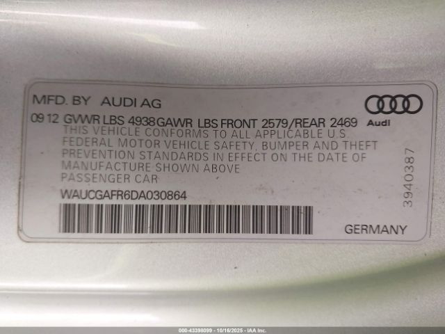 2013 AUDI S5 WAUCGAFR6DA030864 Photo 8