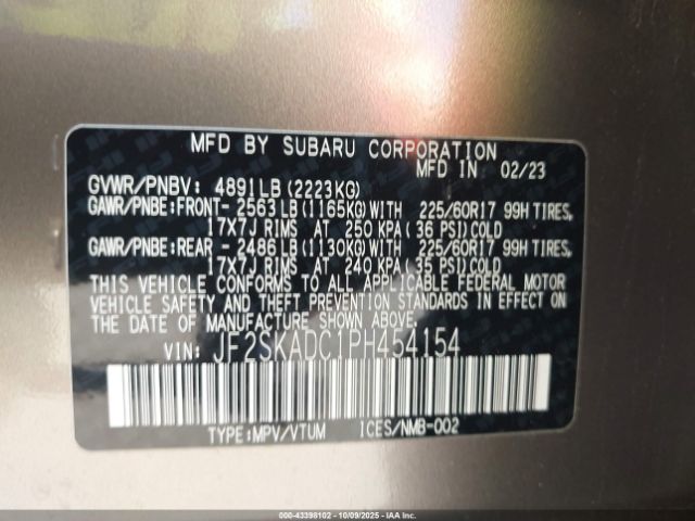 2023 SUBARU FORESTER JF2SKADC1PH454154 Photo 8