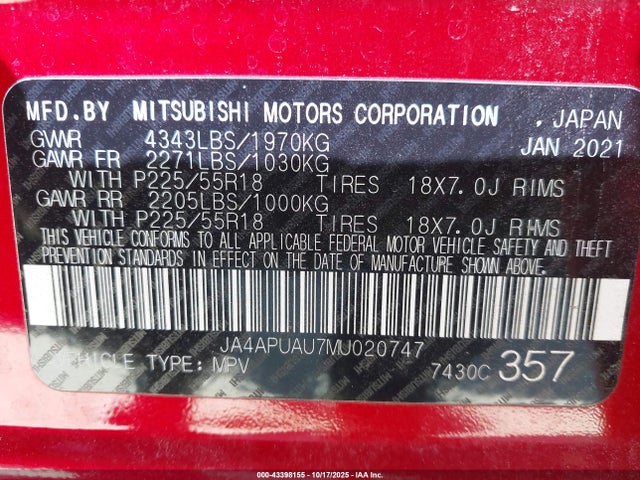 JA4APUAU7MU020747 Mitsubishi mivec