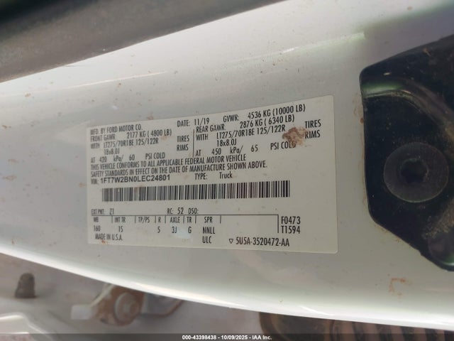 Ford F-250 2020 1FT7W2BN0LEC24801 Image 9