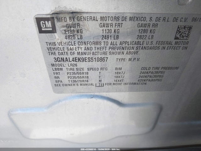 Chevrolet lea 2014 3GNAL4EK9ES510867 Image 9