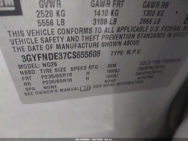 2012 CADILLAC SRX 3GYFNDE37CS655608 Photo 8