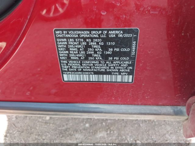 2024 VOLKSWAGEN ATLAS CROSS SPORT 1V2FE2CAXRC208375 Photo 8