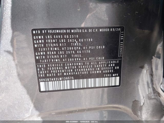 2020 VOLKSWAGEN TIGUAN 3VV2B7AX2LM136575 Photo 8