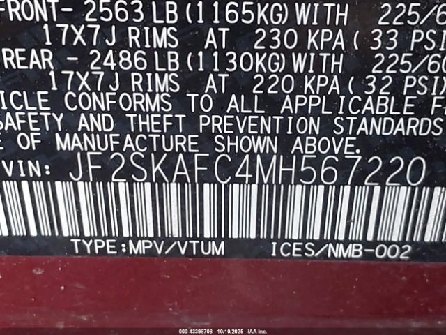 2021 SUBARU FORESTER JF2SKAFC4MH567220 Photo 8