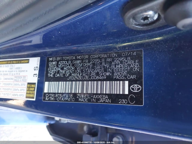 Toyota 2zr-fxe+5jm 2014 JTDZN3EU3EJ008469 Image 9
