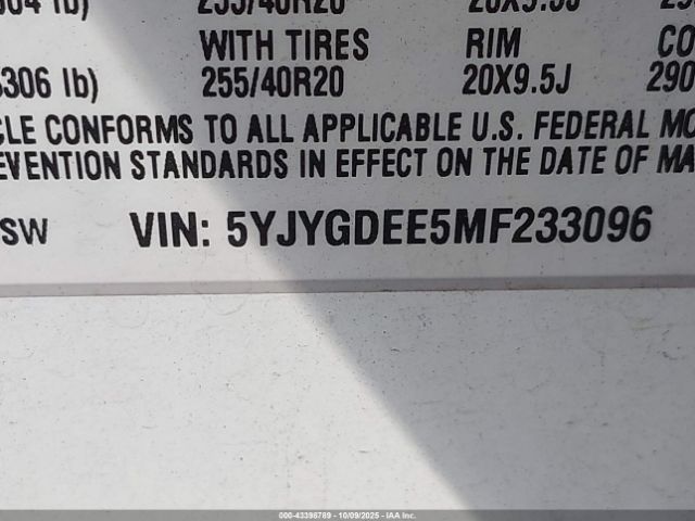 2021 TESLA MODEL Y 5YJYGDEE5MF233096 Photo 8