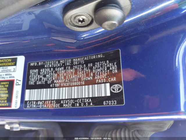 2015 TOYOTA CAMRY 4T1BF1FKXFU980016 Photo 8