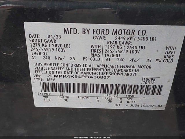 2FMPK4K94PBA36807 Ford gtdi