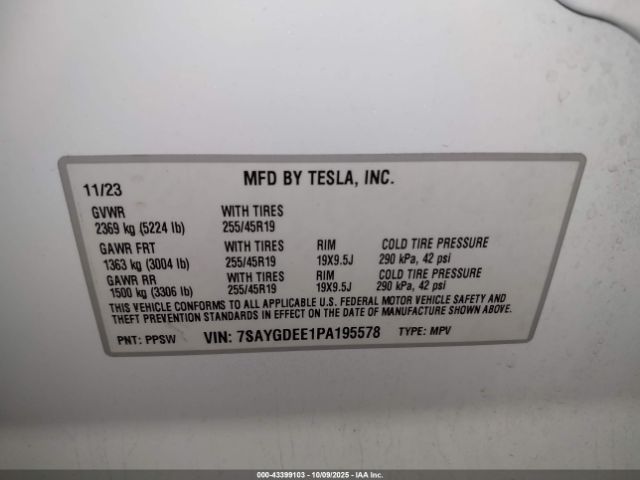 2023 TESLA MODEL Y 7SAYGDEE1PA195578 Photo 8