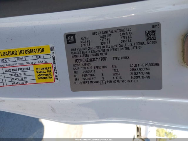 1GCNCNEHXGZ117681 Chevrolet lv3 - sidi, vvt, aluminum, e85 max
