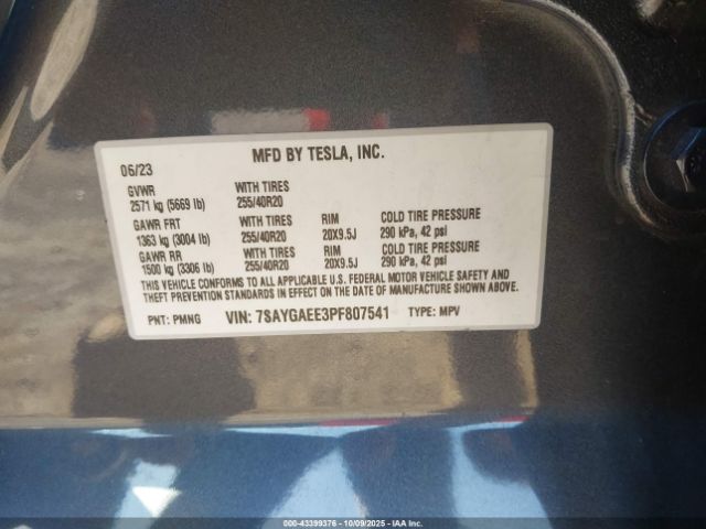 2023 TESLA MODEL Y 7SAYGAEE3PF807541 Photo 8