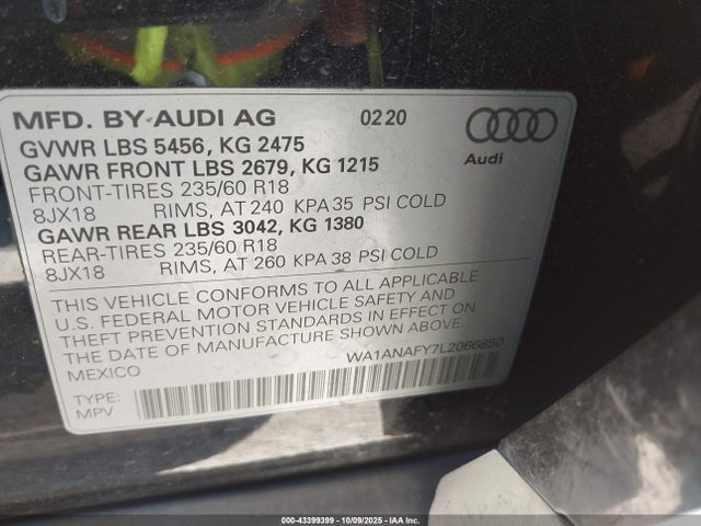 2020 AUDI Q5 WA1ANAFY7L2066850 Photo 8