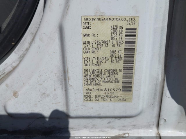 1N6BF0LY6JN810579 Nissan NV