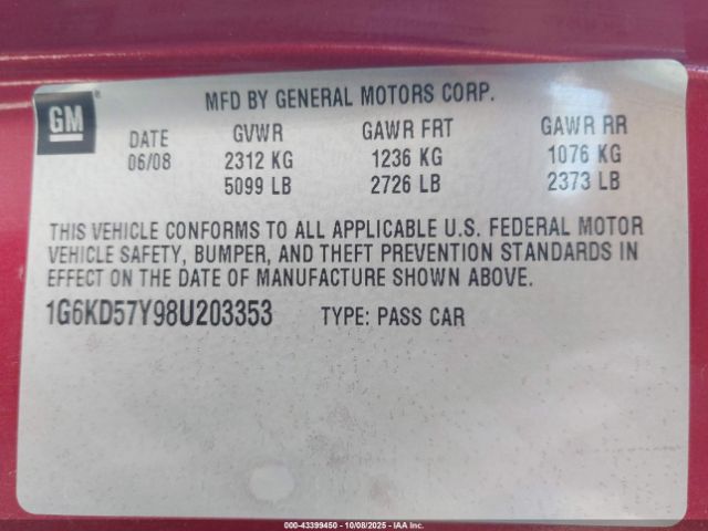 2008 CADILLAC DTS 1G6KD57Y98U203353 Photo 8