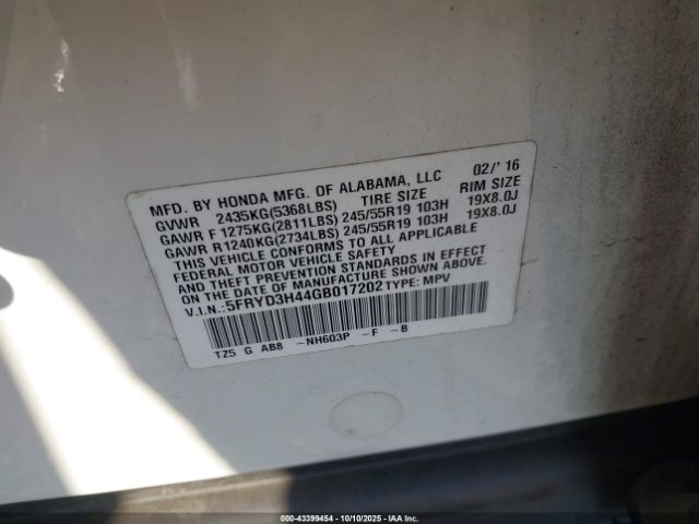 2016 ACURA MDX 5FRYD3H44GB017202 Photo 8