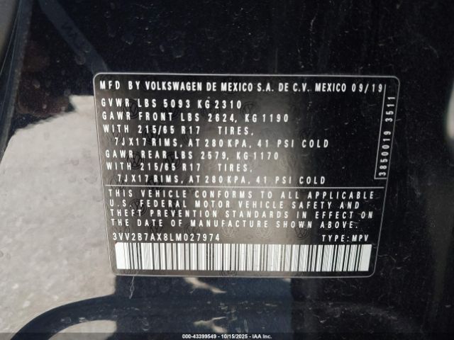 2020 VOLKSWAGEN TIGUAN 3VV2B7AX8LM027974 Photo 8