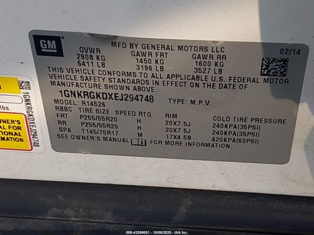 2014 CHEVROLET TRAVERSE 1GNKRGKDXEJ294748 Photo 8