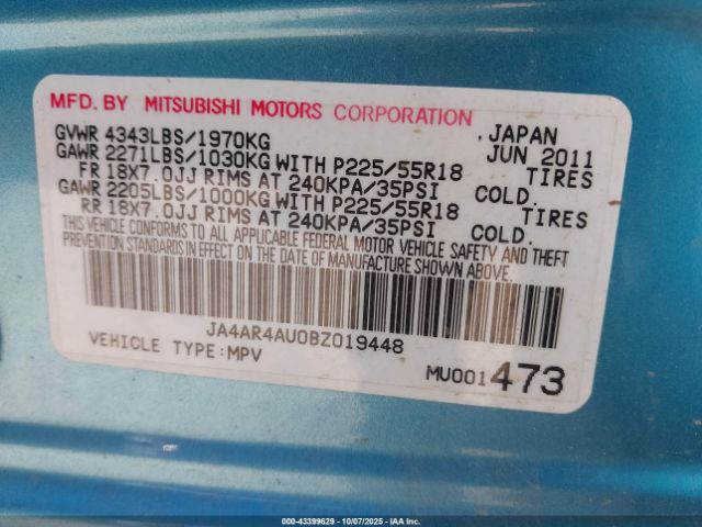 2011 MITSUBISHI OUTLANDER SPORT JA4AR4AU0BZ019448 Photo 8