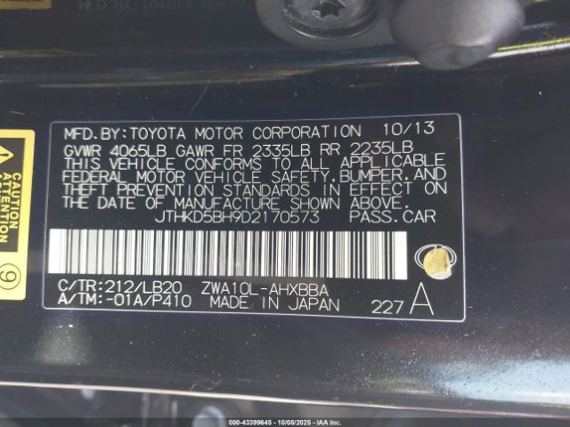 2013 LEXUS CT 200H JTHKD5BH9D2170573 Photo 8