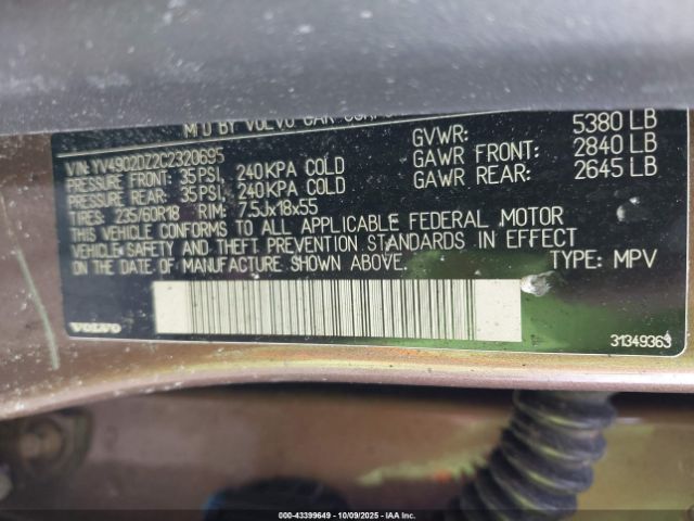 2012 VOLVO XC60 YV4902DZ2C2320695 Photo 8