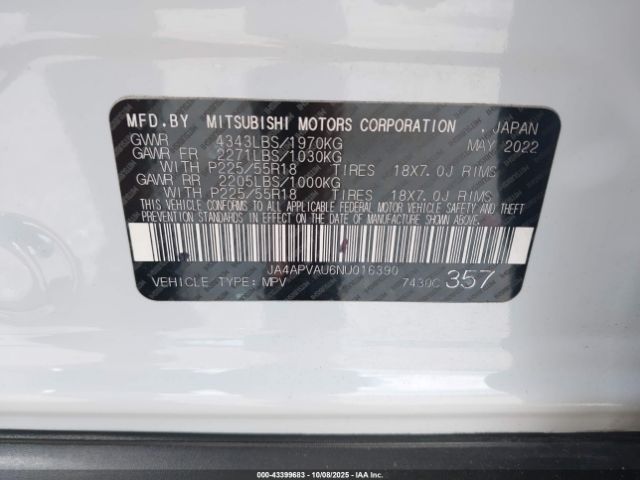 2022 MITSUBISHI OUTLANDER SPORT JA4APVAU6NU016390 Photo 8