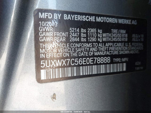 BMW X3 2014 5UXWX7C56E0E78888 Image 9