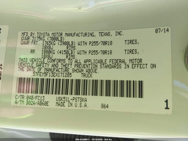 5TFEY5F13EX171285 Toyota Tundra