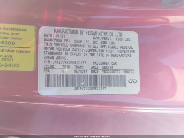 2022 INFINITI Q60 JN1EV7KK0NM600177 Photo 8