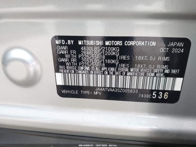 2025 MITSUBISHI ECLIPSE CROSS JA4ATVAA3SZ005833 Photo 8