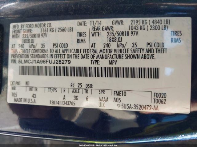 2015 LINCOLN MKC 5LMCJ1A96FUJ28279 Photo 8