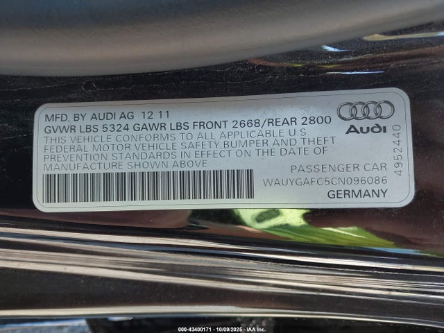 2012 AUDI A7 WAUYGAFC5CN096086 Photo 8