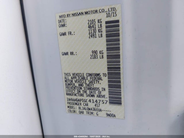 Nissan 2016 2016 1N4AA6AP1GC414757 Image 9
