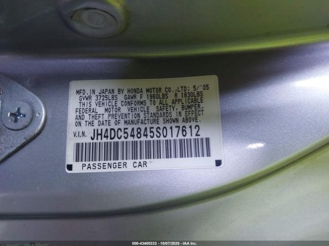 2005 ACURA RSX JH4DC54845S017612 Photo 8