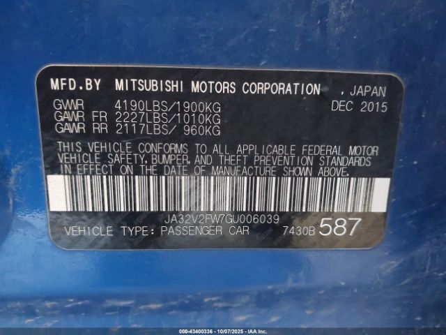 2016 MITSUBISHI LANCER JA32V2FW7GU006039 Photo 8