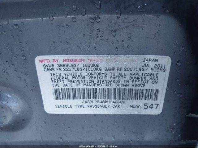 2011 MITSUBISHI LANCER JA32U2FU8BU042686 Photo 8