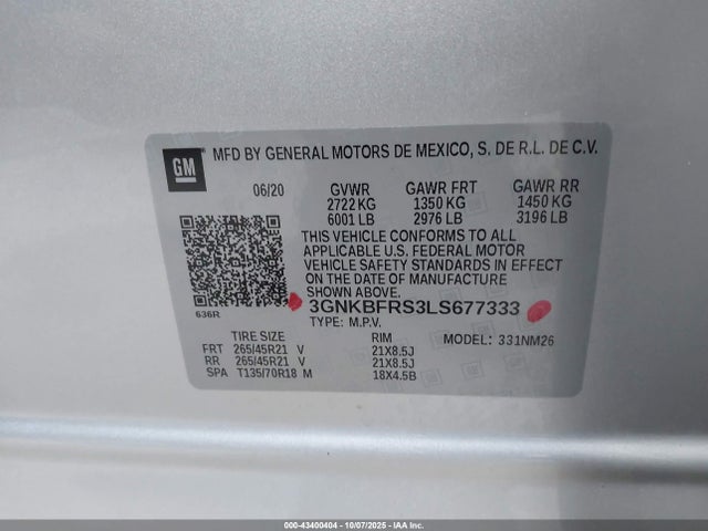 3GNKBFRS3LS677333 Chevrolet Blazer Fwd Premier
