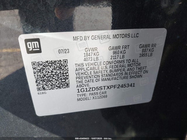 1G1ZD5STXPF245341 Chevrolet lfv