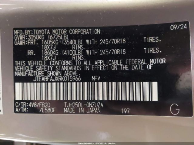 2024 TOYOTA LAND CRUISER JTEABFAJXRK015966 Photo 8