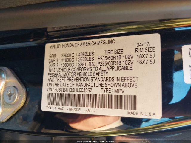 2017 ACURA RDX 5J8TB4H35HL003257 Photo 8