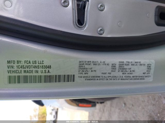 2022 JEEP WAGONEER 1C4SJVDT4NS183048 Photo 8