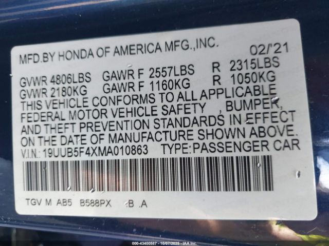 2021 ACURA TLX 19UUB5F4XMA010863 Photo 8