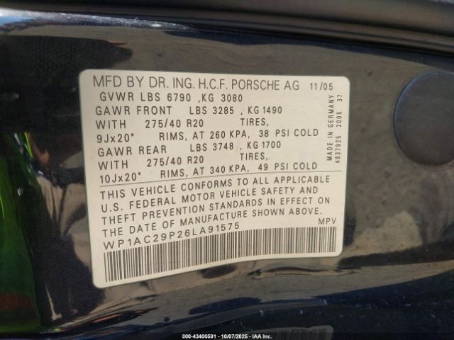 2006 PORSCHE CAYENNE WP1AC29P26LA91575 Photo 8