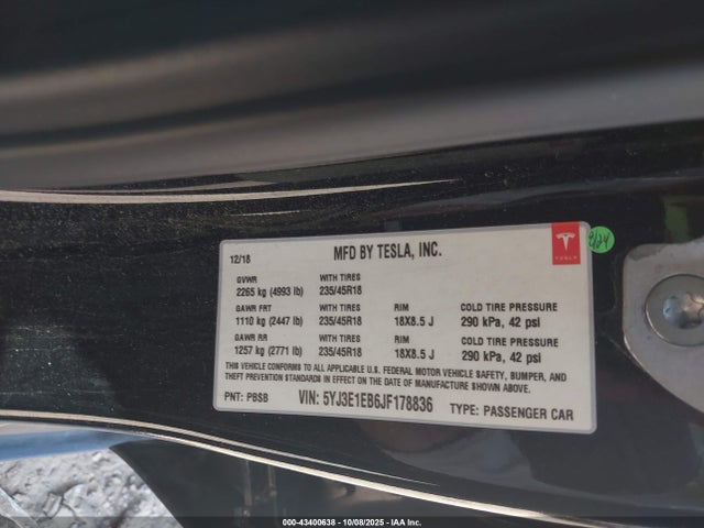 2018 TESLA MODEL 3 5YJ3E1EB6JF178836 Photo 8
